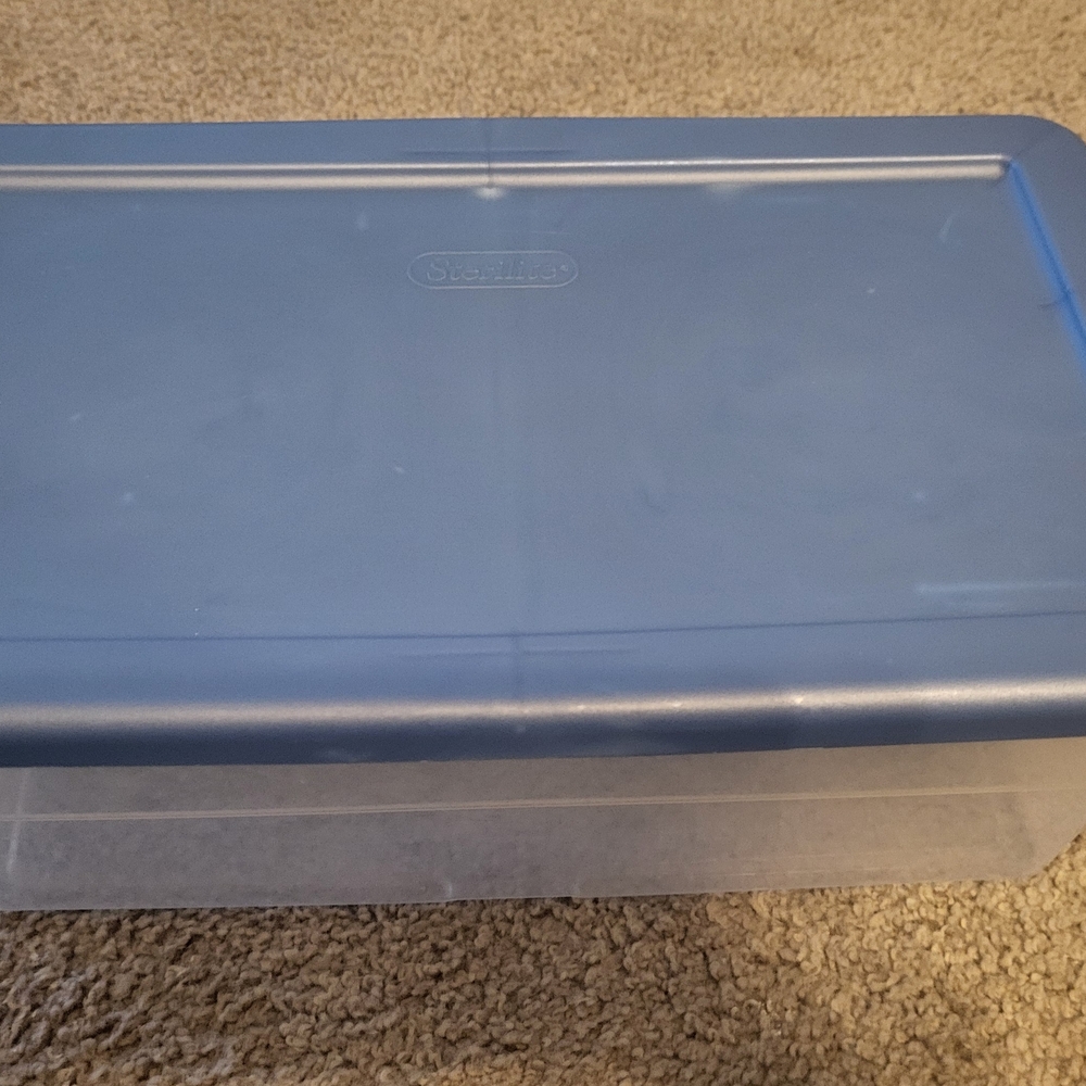 13 Ckear Storage Boxes With Blue Lids